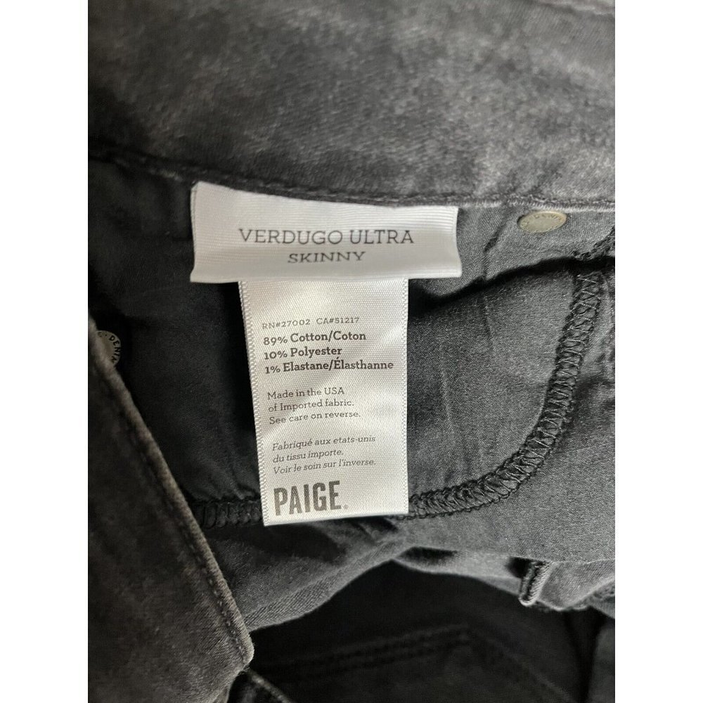 Paige Verdugo Ultra Skinny Jeans size 29 casual 5 pocket black 31" x 30.5" - Picture 12 of 12